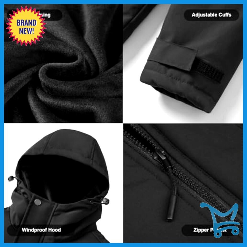 Heated Jacket with Battery Pack Fleece Lining Waterproof Windproof Skiing - Picture 6 of 7